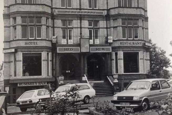 The Red Rum Hotel and Rummie's Bar on Lord Street in Southport in the 1980s