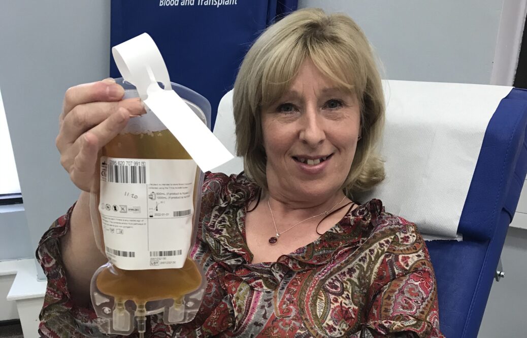 Senior Nurse for Southport and Ormskirk, Hospitals NHS Trust, Laura Mercer, donating her blood plasma as part of the national Covid-19 clinical trial