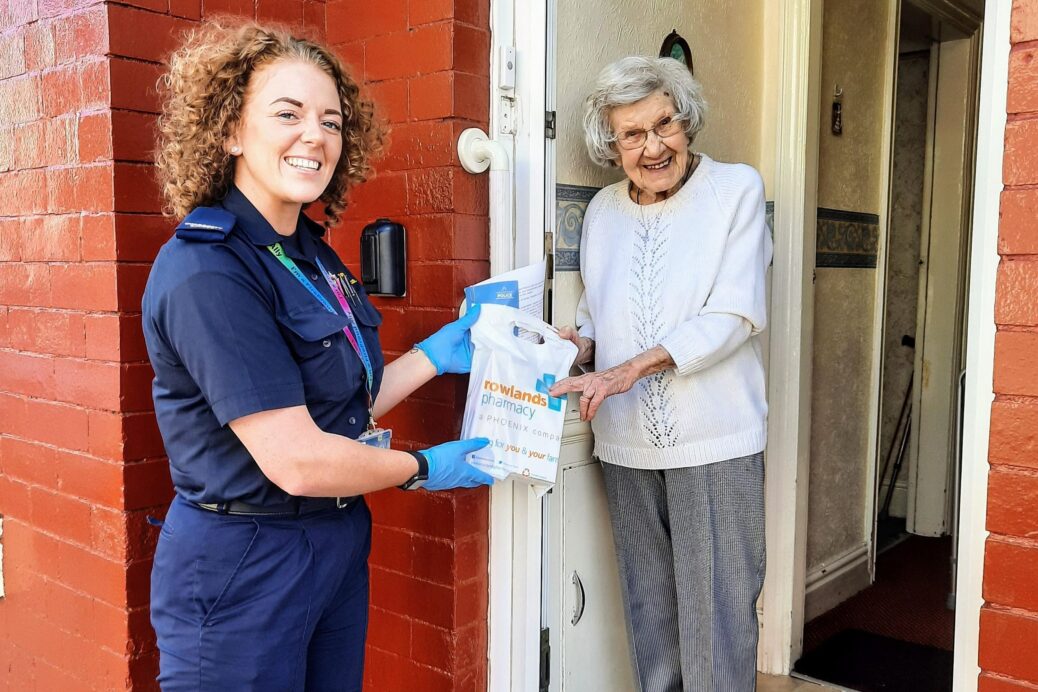 MFRS Advocate Ellie Williams delivers the 2000 th medical prescription to resident Violet.